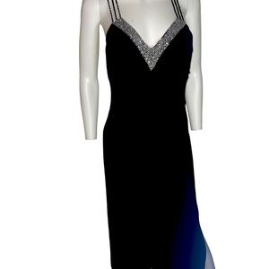 vintage dj nights by laura ryner black evening gownformal dress 90s Y2K sz 12/14